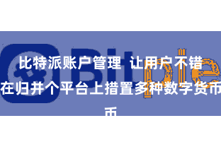比特派账户管理 让用户不错在归并个平台上措置多种数字货币